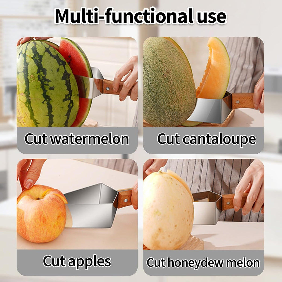 Watermelon Slicer-Triangle Watermelon Cutter with Wooden Handle