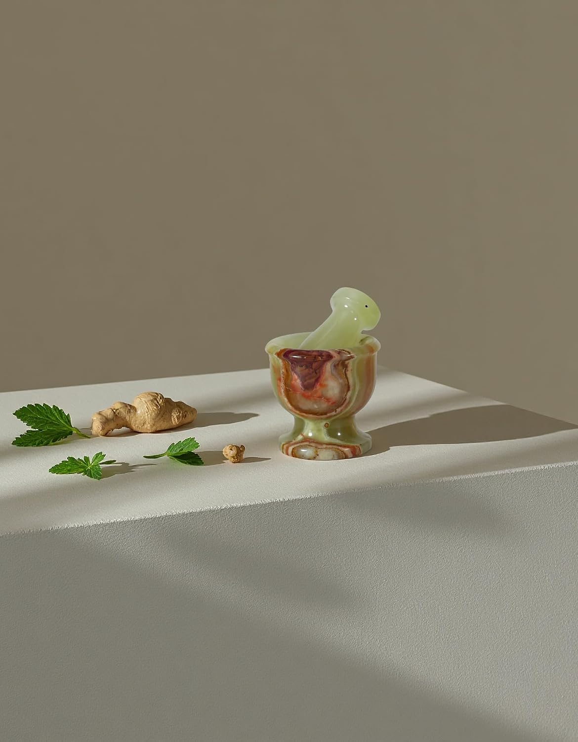 Mortar and Pestle Set – Large Stone Grinder with Polished Bowl & Non-Slip Base | Elegant Onyx Marble Kitchen Tool for Spices, Herbs & Guacamole