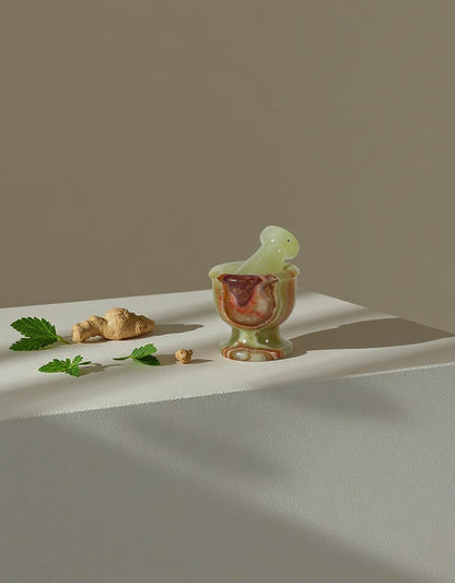 Mortar and Pestle Set – Large Stone Grinder with Polished Bowl & Non-Slip Base | Elegant Onyx Marble Kitchen Tool for Spices, Herbs & Guacamole