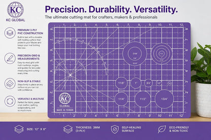 KC GLOBAL A3 (19"x13") Professional Grade Self-Healing Cutting Mat (Purple) - Odor-Free, Double-Sided, Eco-Friendly, Non-Slip, Premium Desk mat for DIY, Crafting, Model Building,and Art Projects