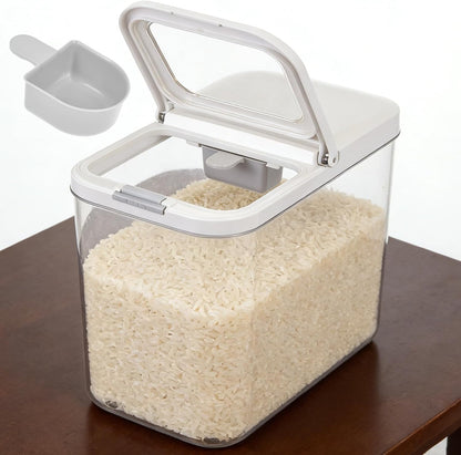 20-25 lbs Rice Dispenser with Measuring Spoon 11.4Qt/12L Large Airtight Food Storage Rice Container Tall and Narrow Food Storage Flour Bin Slim Space-Saving for Kitchen Pantry Organization
