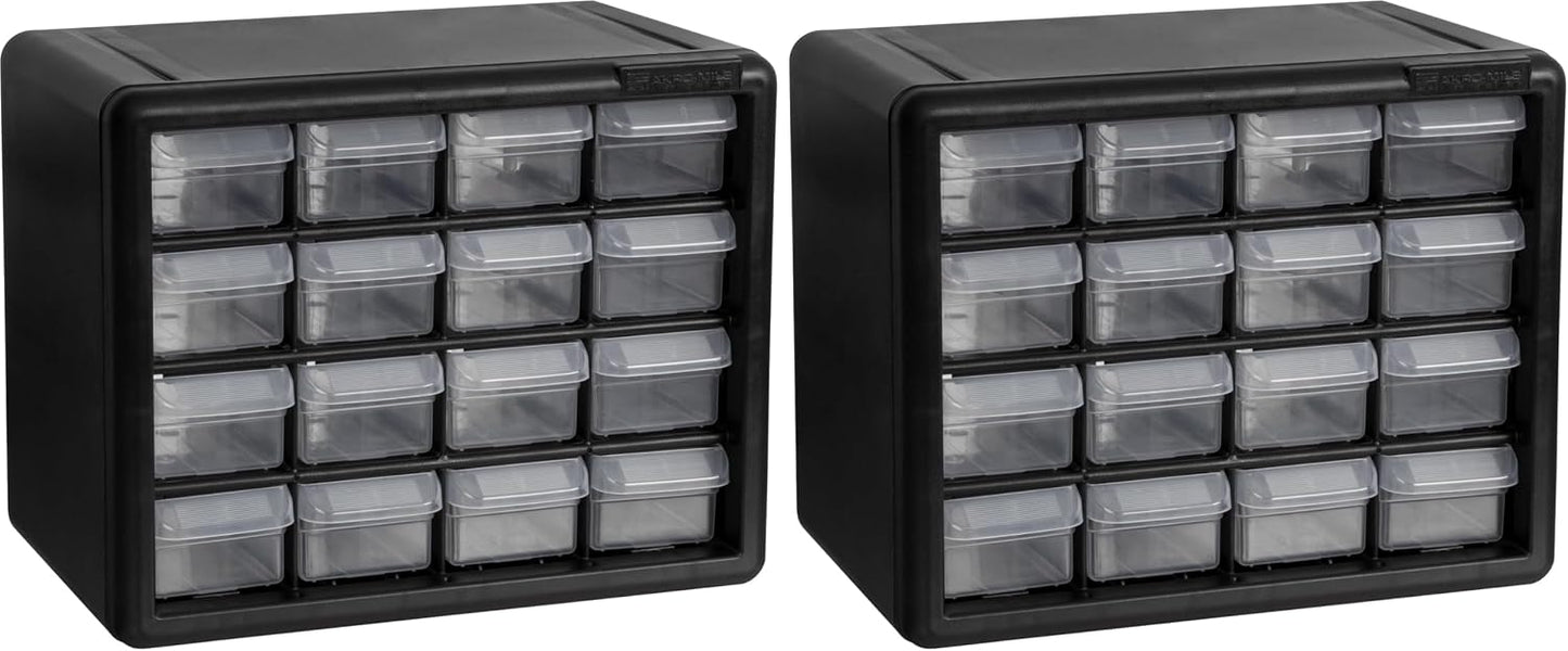 Akro-Mils 44-Drawer Plastic Drawer Storage Cabinet for Garage Organization, Bead Organizer, Building Bricks Storage, Teacher Toolbox, Makeup Organizer, 20" W x 6" D x 16" H, 10144 Black