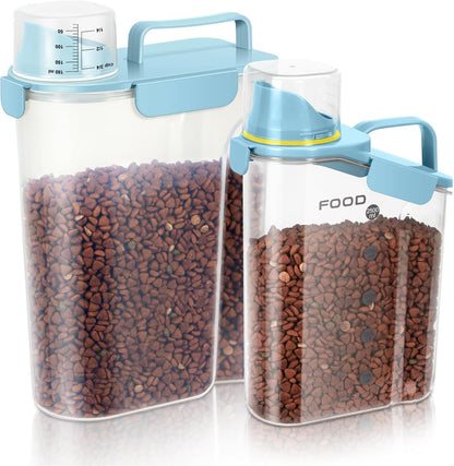 LEAWALK 5-7Lbs Dog Cat Food Storage Container with Upgraded Large Nozzle BPA-free, 4 Snap Seals Plastic Pet Food Storage Containers with Handles are Easy to Clean and Carry