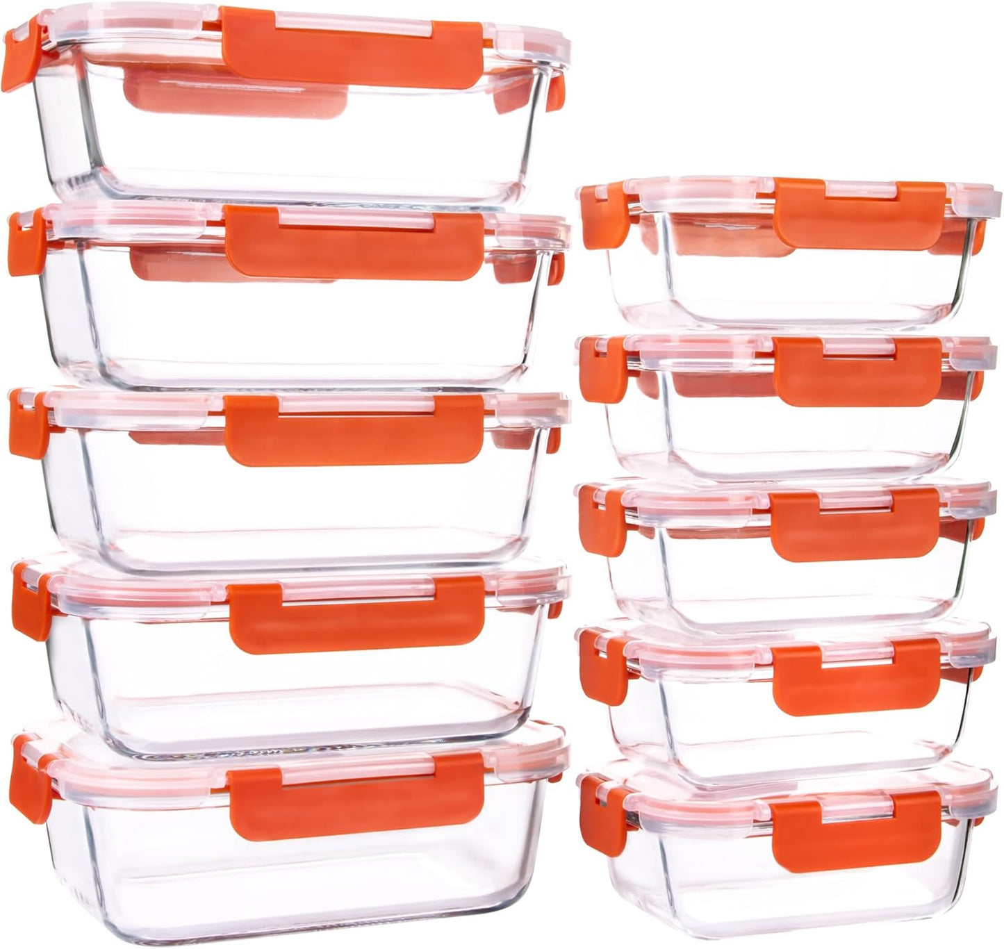 UMEIED 10 PACK Glass Food Storage Containers with Leak Proof Lids, Glass Airtight Meal Prep Containers Set for Lunch, On the Go, Leftover, Kitchen Pantry Organizers and Storage (Pink)