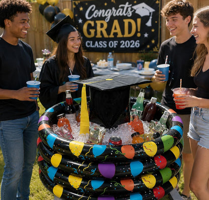 Fun Express Graduation Inflatable Party Cooler - Class of 2026 Graduation Party Decorations | Extra Large 72-Drink Ice Bucket & Floating Pool Cooler | Congrats Grad Party Supplies & Beverage Tub