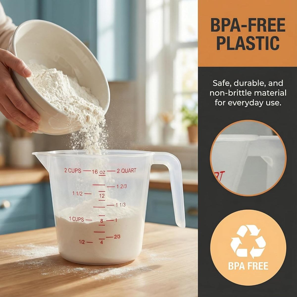 1 Cup/8 Oz Plastic Measuring Cups With Spout And Handle
