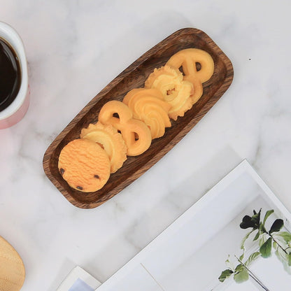 Mini Wooden Serving Platters and Trays, 7-inch Solid Acacia Wood Serving Plates for Food/Snacks/Appetizer, also as Jewelry Trays, Mini Charcuterie Board and Cheese Platter, Reusable (6 PCS)