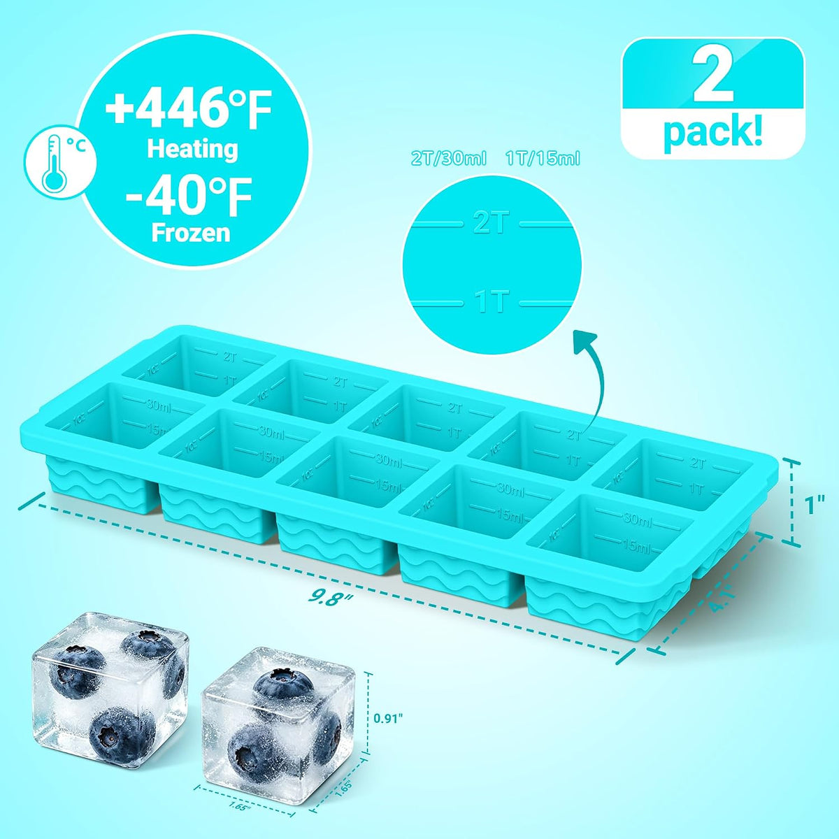 Doasuwish Silicone Freezer Molds for Soup with Lid – 1-Cup Soup Container Style Ice Cube Trays for Freezer, Meal Prep & Food Storage, Freeze 250mL/125mL Portions – 2 Pack