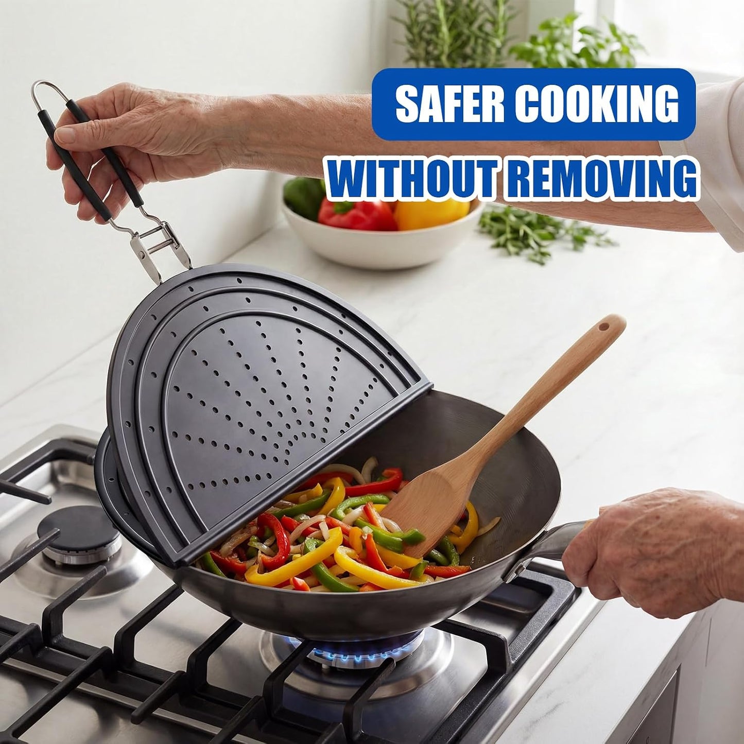 Snowyee Foldable Splatter Screen for Frying Pan, Silicone Grease Splatter Guard Include 3 Different Size 13/11.42/9.84 inch or 33/29 / 25 cm for Kitchen Cooking Pan Cover (13 inch/Black)