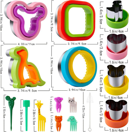 Fruit Cutters Shapes for Kids 22 Pcs, Mini Cookie Cutters Set, Vegetable Cutter with Food Picks