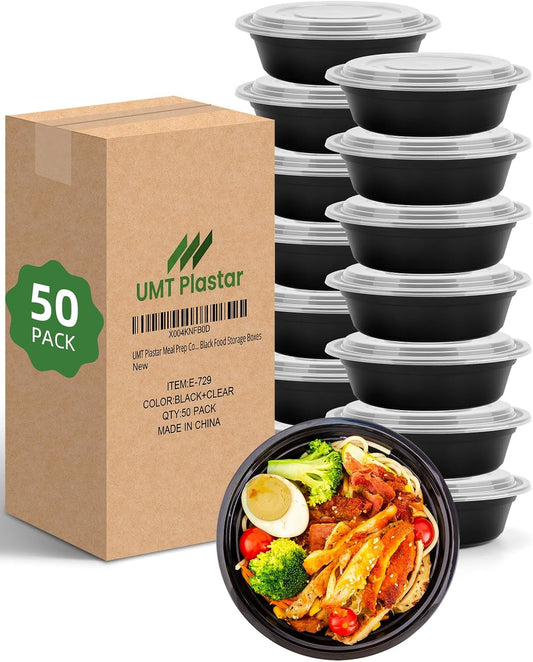 UMT Plastar 32 oz Meal Prep Bowls with Lids, 50 Pack BPA-Free Containers