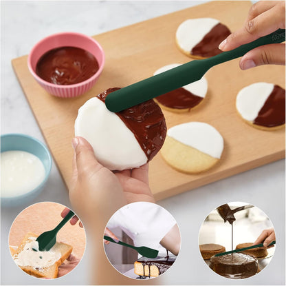 HOTEC Heat Resistant 600℉ Food Grade Silicone Rubber Spatula Set for Baking, Cooking, and Mixing Non Stick Dishwasher Safe BPA-Free Multicolor Set of 5