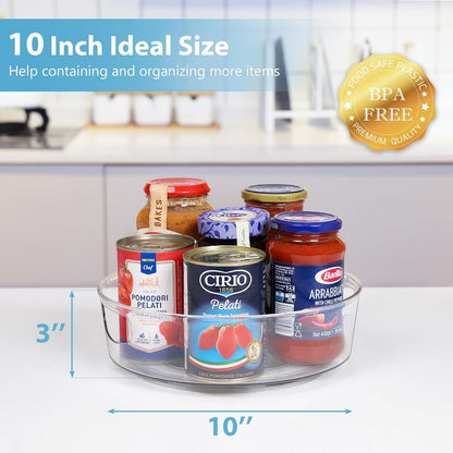 GUZON 4 Pack Lazy Susan Organizer for Cabinet, Upgraded 11.5" Clear Turntable Organizer with Handles and Raised Edge, Lazy Susan for Table Top, Pantry Organizers and Storage for Kitchen, Refrigerator