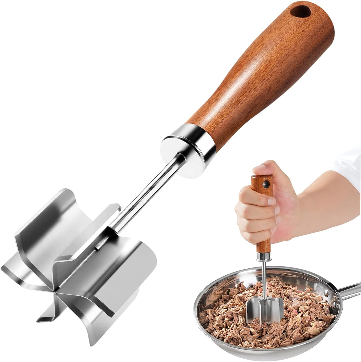 Stainless Steel Meat Chopper & Masher, Ground Beef Chopper Tool