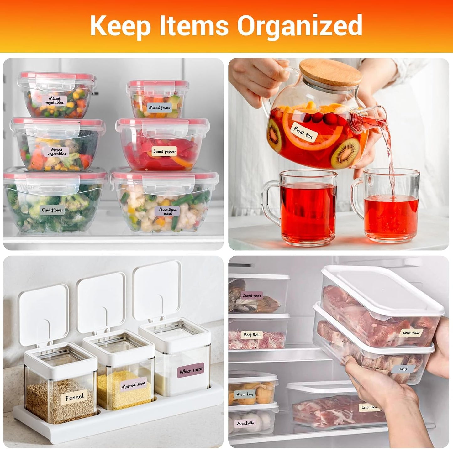 Segarty Food Label Stickers, 300 Pcs Blank Expiration Date Stickers to Write On, with 1 Black Pen, Waterproof Removable Freezer Labels for Glass Spice Jars, Canister, Food Container