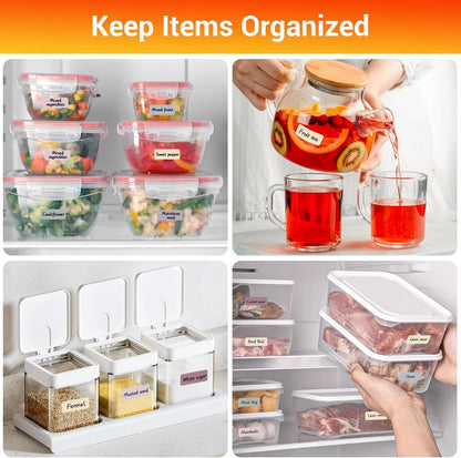 Segarty Food Label Stickers, 300 Pcs Blank Expiration Date Stickers to Write On, with 1 Black Pen, Waterproof Removable Freezer Labels for Glass Spice Jars, Canister, Food Container