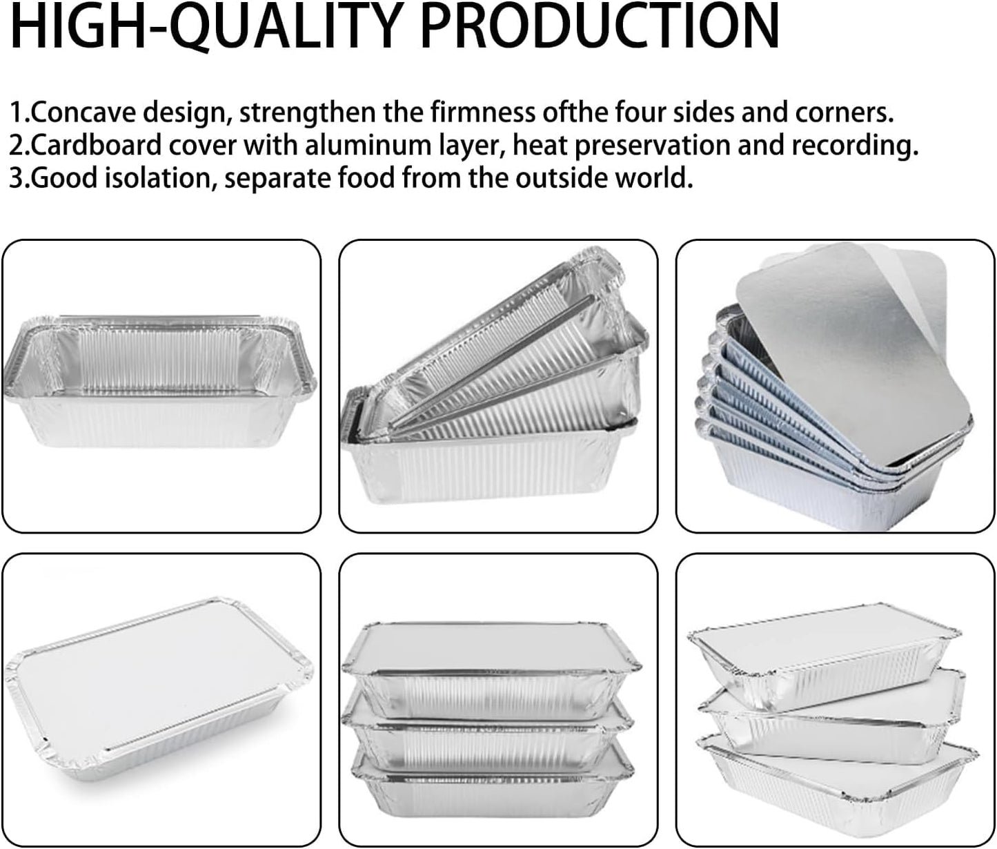 20 Pack Aluminum Pans with Lids(8.5"×6"), 2.25 lb Aluminum Foil Dinner Pans with Lids, Disposable Foil Pans for Baking, Cooking, Meal Prep, Takeaway and Freezing