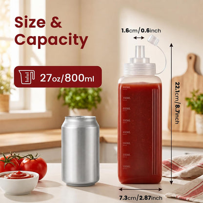 OAMCEG 20oz Condiment Squeeze Bottles, Plastic Sauce Bottles(0.6L)
