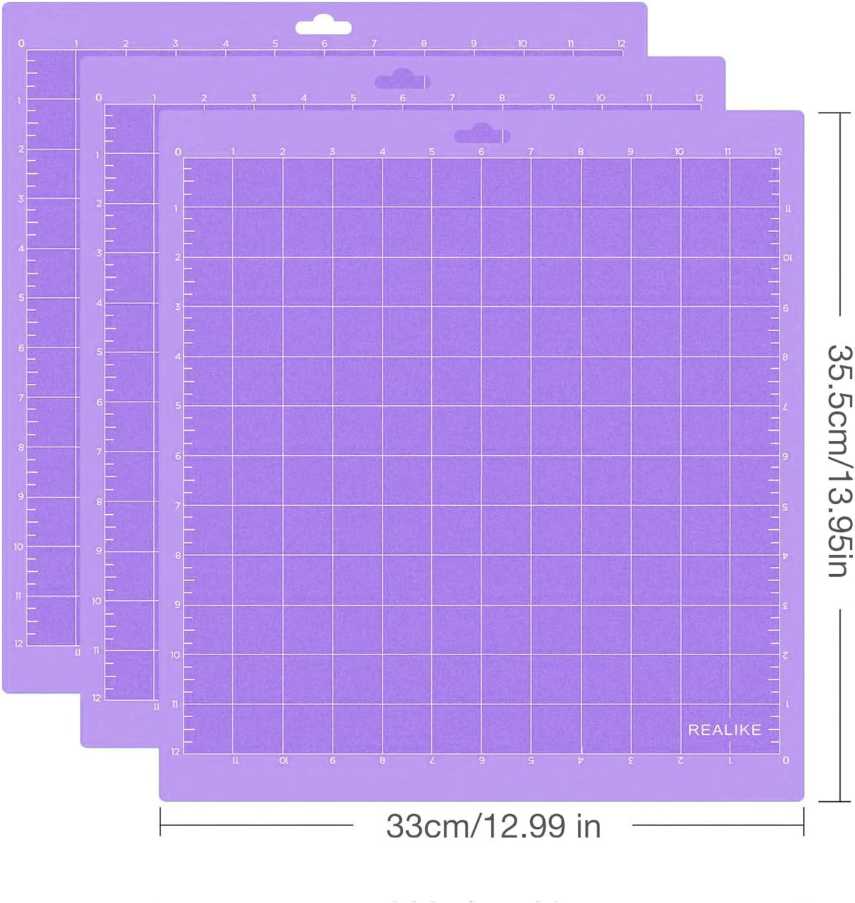 REALIKE 12x12 Light Cutting Mat Compatible with Cricut Maker 3/Maker 4/Maker/Explore 3/4/Air 2/Air/One(3 Mats), Gridded Adhesive Non-Slip Cut Mat for Crafts, Quilting, Sewing and All Arts