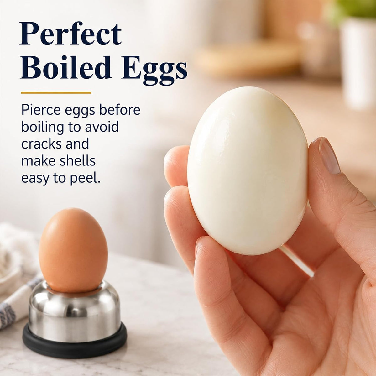 Egg Piercer for Raw Eggs, Needle Egg Punch Tool with Anti-Slip Base