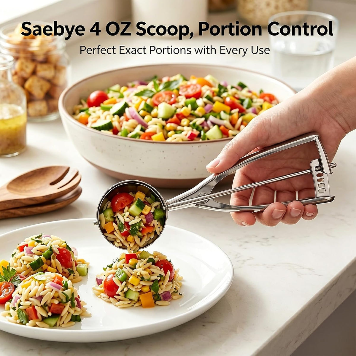 Saebye 4 oz Scoop, Large Ice Cream Scoop with Trigger, #8 Cookie Scoop,