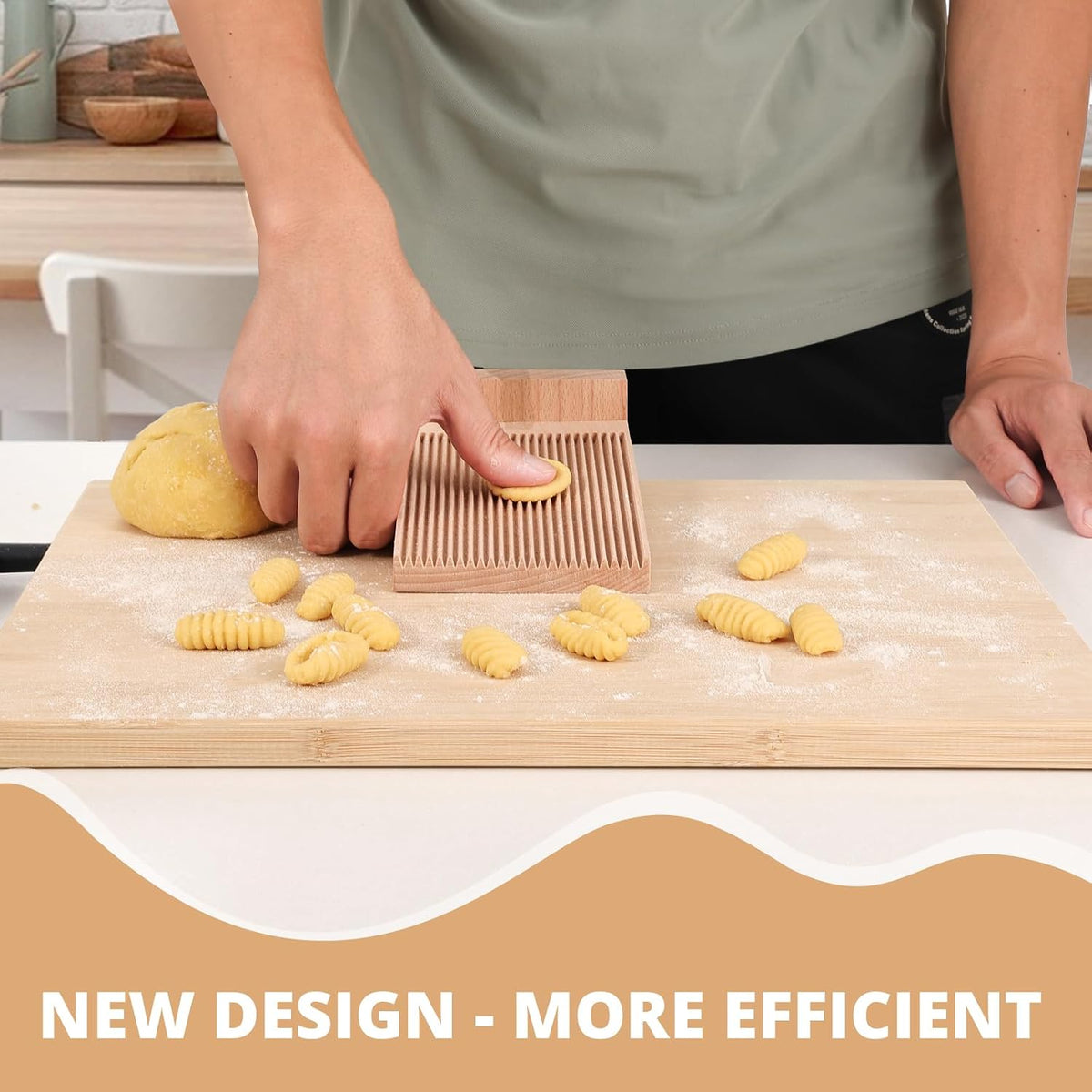 Gnocchi Board with One-Hand Operation Design, Large Gnocchi Maker Paddle for Homemaking Gnocchi Pasta