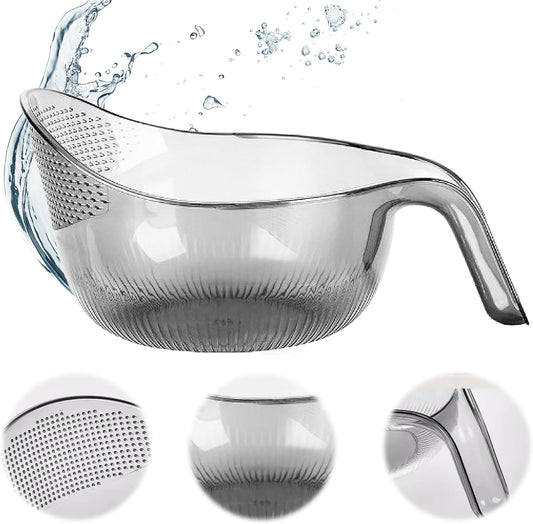 2-In-1 Rice Strainer,Large Rice Washer Beans Washer Strainers And Colanders - Washing Bowl for Fruit Washing Bowl With Strainer,Rice Washing Bowl Multifunctional Drain Basket (White)