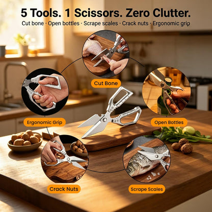 Multifunctional Heavy Duty Kitchen Shears: Kitchen Shears for Cutting Chicken,Kitchen Scissors for Food, Japanese High-Carbon Steel Culinary Poultry Shears, for Chicken,Meat,Fish,Bone Cutting(3.0mm) ﻿