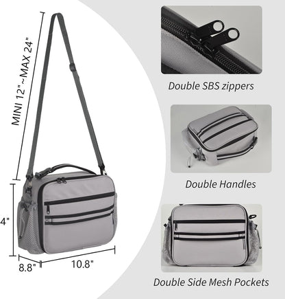 Cerbonny Kids Lunch Box, Insulated Lunch Bag for Girls and Boys, Durable Polyester with PEVA Lining, Adjustable Shoulder Strap, 10.8"L x 4"W x 8.8"H, 5 Pockets
