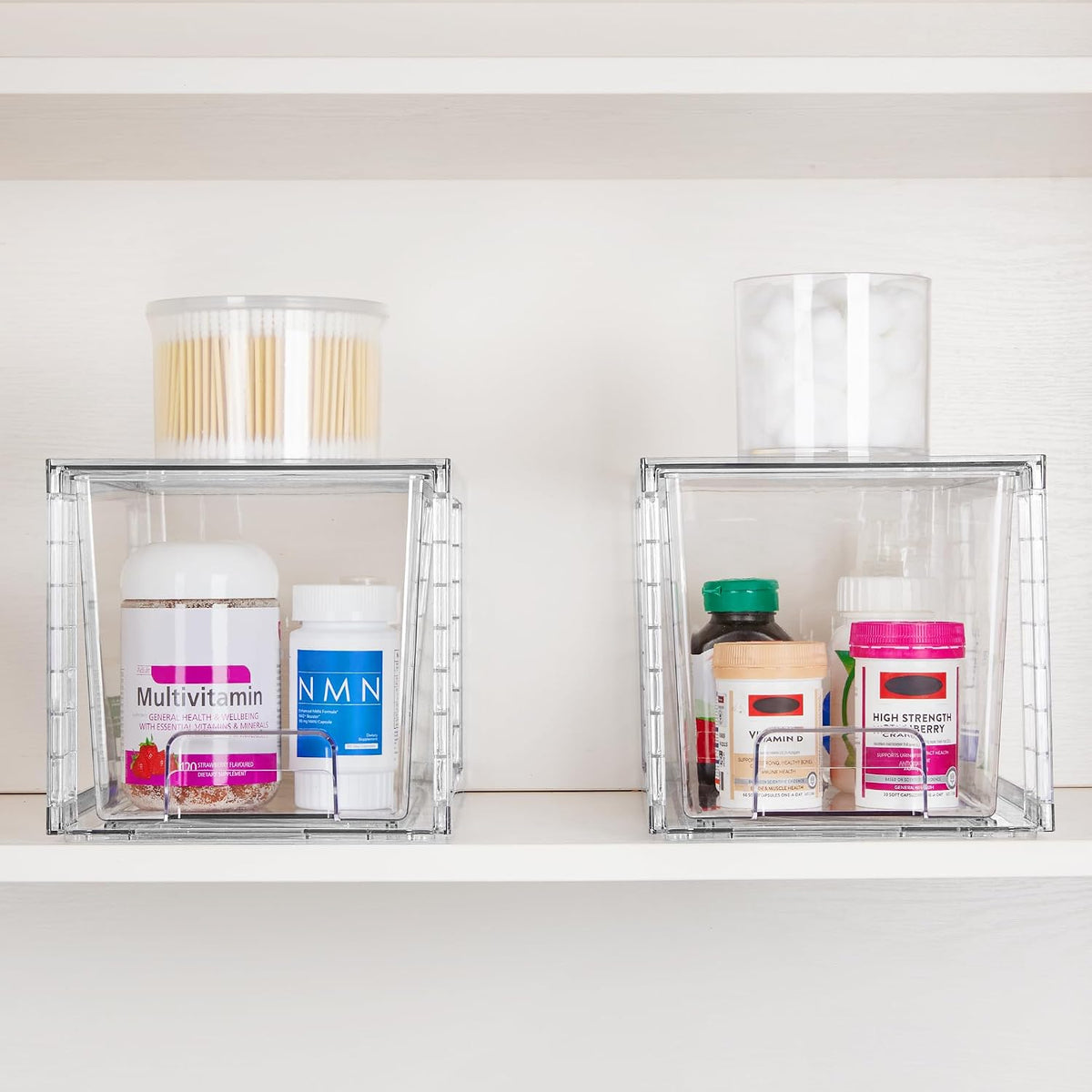 Vtopmart 8 Pack Large Stackable Storage Drawers,Clear Acrylic Drawer Organizers with Handles, Easily Assemble for Fridge, Bathroom,Kitchen Undersink,Cabinet,Pantry Organization and Storage