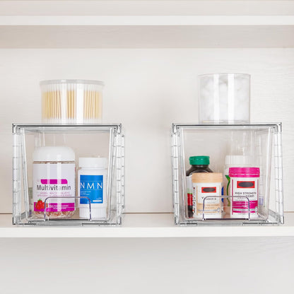 Vtopmart 8 Pack Large Stackable Storage Drawers,Clear Acrylic Drawer Organizers with Handles, Easily Assemble for Fridge, Bathroom,Kitchen Undersink,Cabinet,Pantry Organization and Storage
