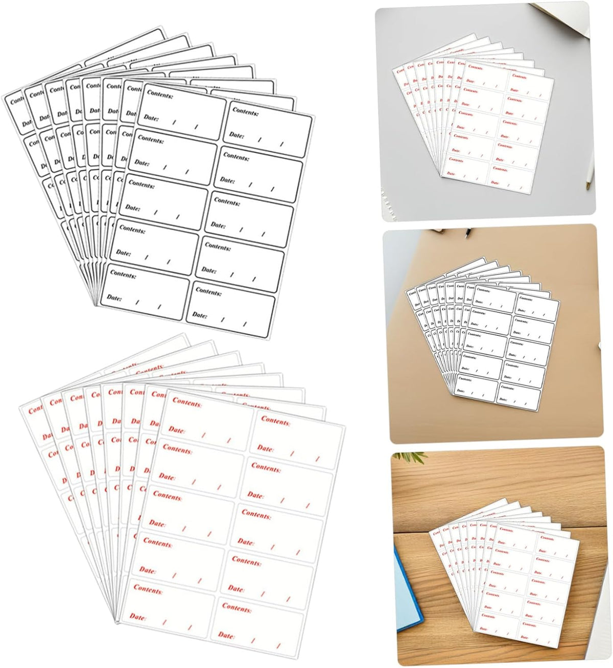 Waterproof Food Storage Labels Stickers, 400pcs Removable Date Stickers for Refrigerator and Freezer, Black Red PVC Food Container Labels for Kitchen Organization and Restaurant