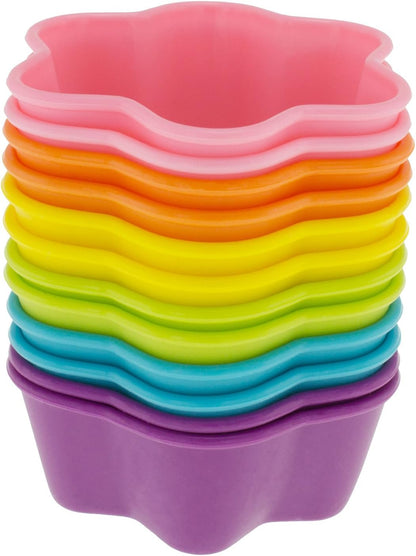 Freshware Cupcake Liners, Pack of 12 Silicone Muffin Cups, 3 Inch Baking Cups, Reusable & Non-stick Cupcake Liners for Party Halloween Christmas, Flower