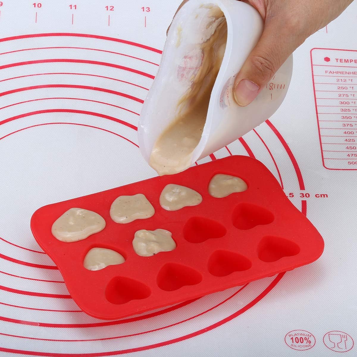 Szxc Silicone Flexible Nestable Measuring Cups Set for Epoxy Resin, Butter, Chocolate - 4 Cup + 2 Cup + 1 Cup - Melt Stir Squeeze & Pour - BPA Free - Standard & Metric Measurment Markings