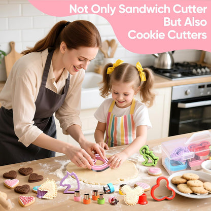 Uncrustable Sandwich Cutter, Sandwich Cutters for Kids Lunch, 43 Pcs Kids Sandwich Cutter and Sealer Set with Storage Case, Crustless Sandwich Cutters Shapes for Girl Boy Lunch & Bento Box Accessories