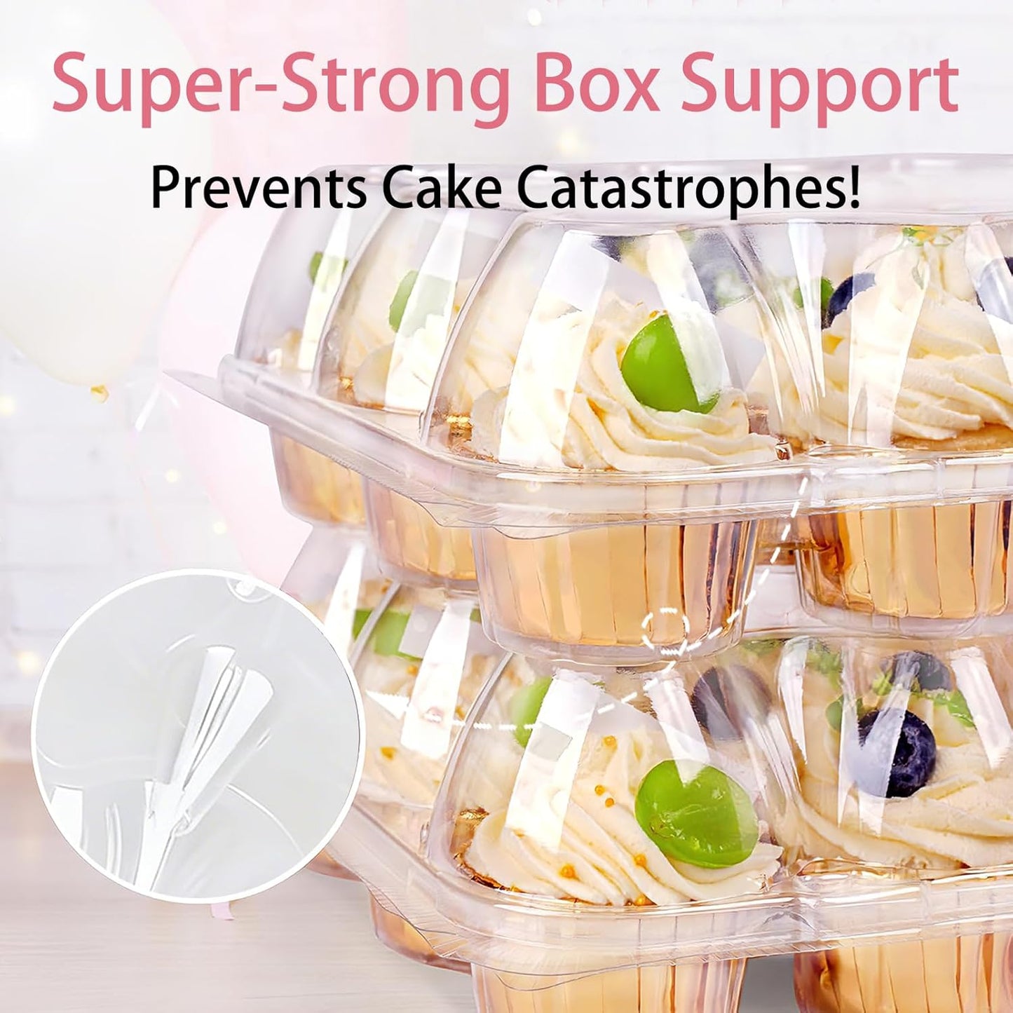 12 Count x 12 Sets Cupcake Carrier With 150 Pack Liners, Stackable Plastic Cupcake Containers Boxes Holder with Tall Dome Lid, Disposable Cupcake Storage Trays