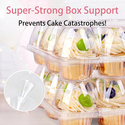 12 Count x 12 Sets Cupcake Carrier With 150 Pack Liners, Stackable Plastic Cupcake Containers Boxes Holder with Tall Dome Lid, Disposable Cupcake Storage Trays