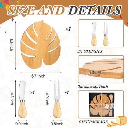 Ziliny 6 Set Hawaiian Palm Leaf Mini Charcuterie Board Gift