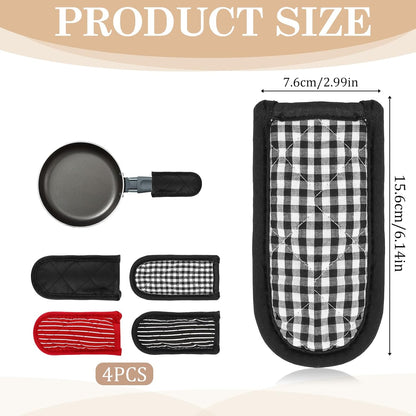 4 PCS Hot Handle Covers, Heat Resistant Pan Handle Sleeve, Machine Washable Handles Mitts Non Slip Cast Iron Skillet Holder Covers for Home Kitchen BBQ Baking Cookware(Classic Styles)