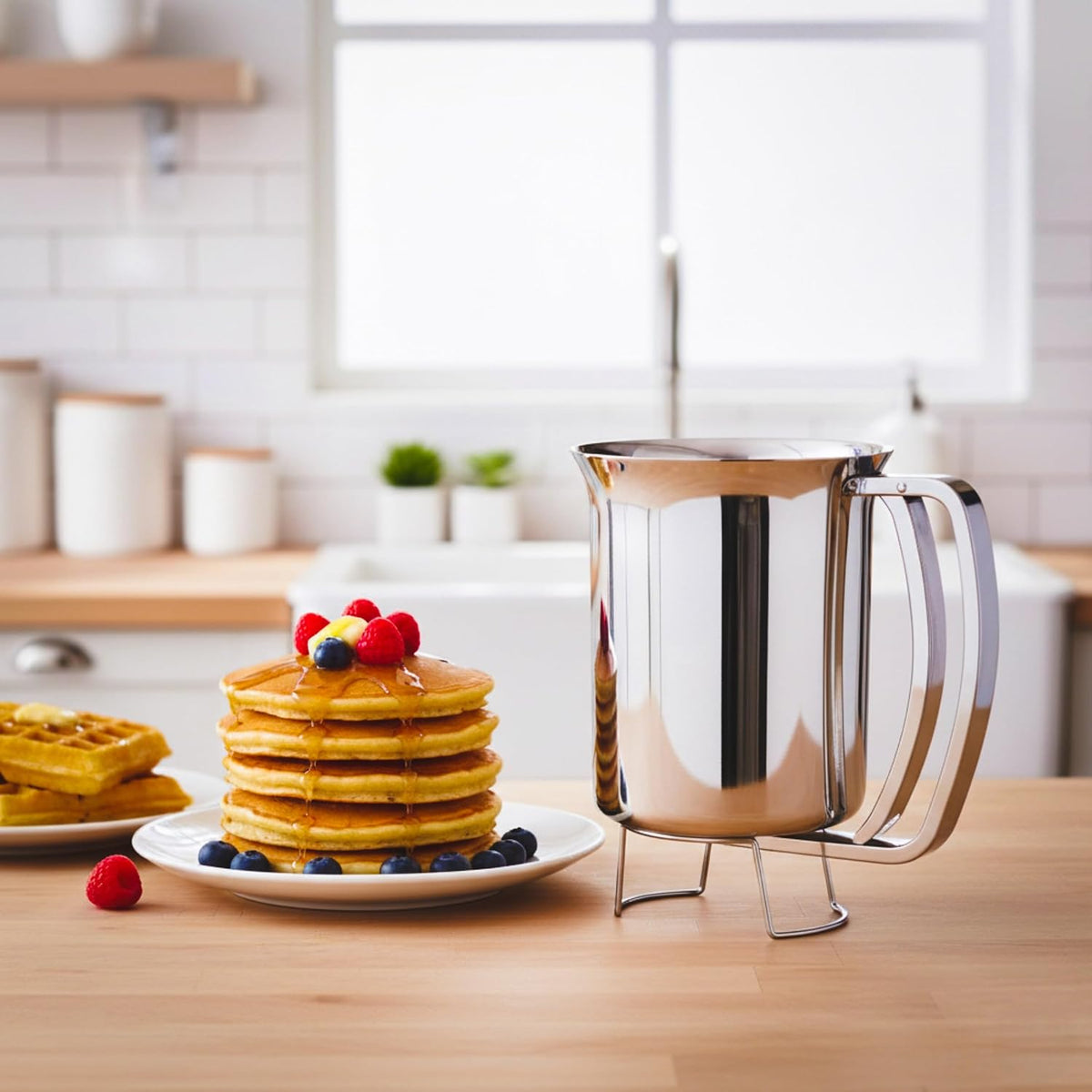Classic Cuisine Pancake Batter Dispenser, Stainless Steel, 3-Cups
