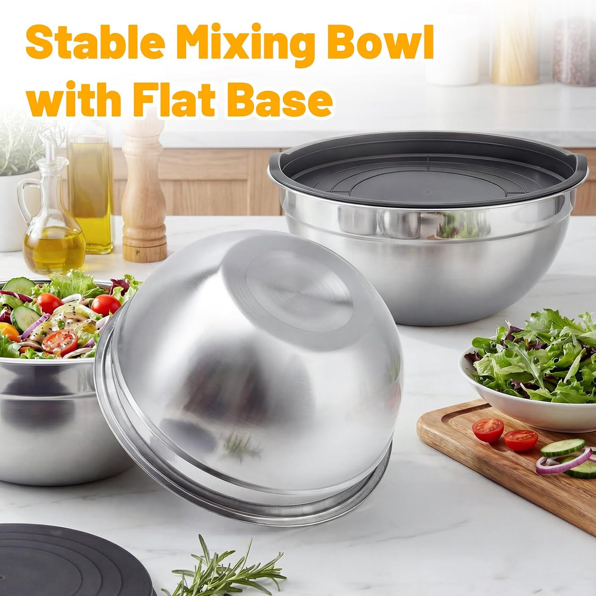 Beasea Stainless Steel Mixing Bowls, 5 Pack 1.5 QT Stackable Nesting Mixing Bowls with Airtight Lids, Metal Bowl with Lid for Baking, Meal Prepping, Salad, Serving, Food Storing