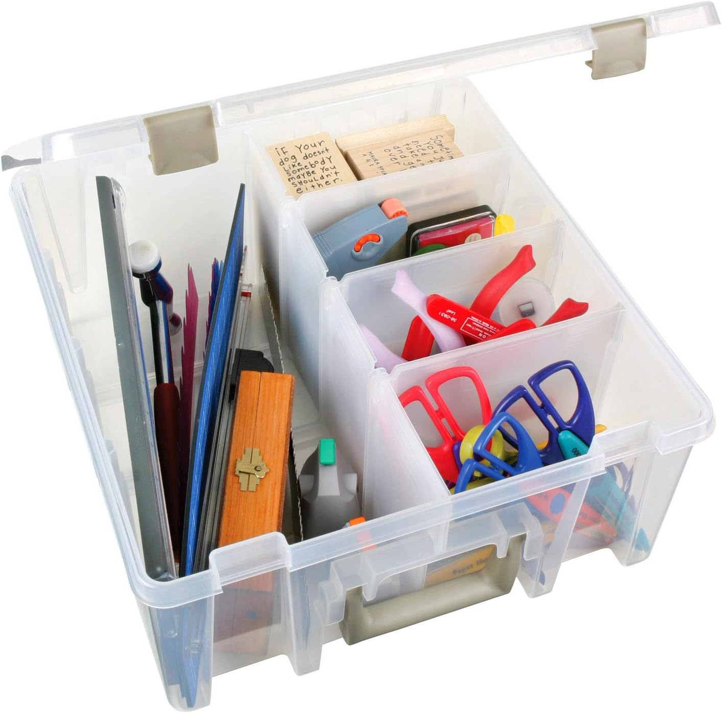 ArtBin 6990SO Super Satchel Double Deep Compartment Box - Art Storage with 8 Removable Compartments, Smart Closure for Craft Supplies (Gold - Pack of 1)