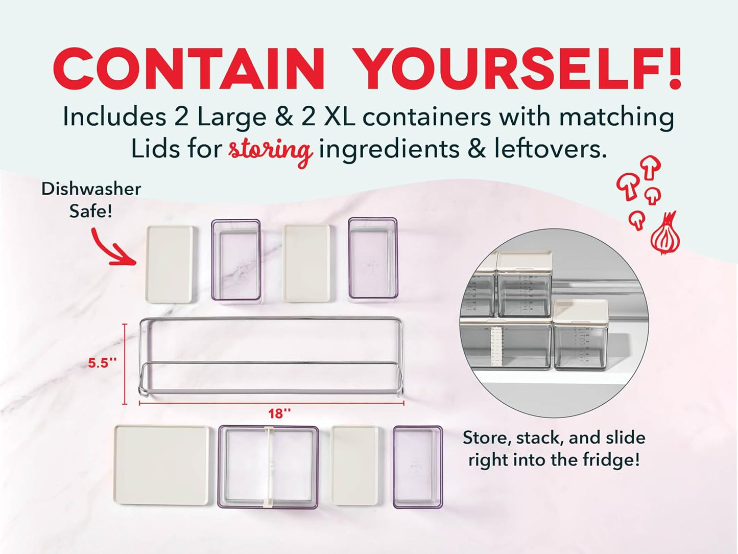 DASH Prepdeck Lite White Stone Meal Prep Station Set 6.75 x 21.6 x 6.5 Inches