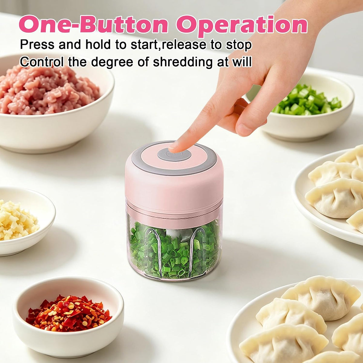 Electric Mini Garlic Mincer, 100ML USB Vegetable Onion Chopper