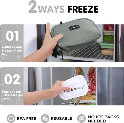 Cerbonny Freezable Cooler Bag for Work/School Travel - Mini Insulated Bag Fit For Yogurt
