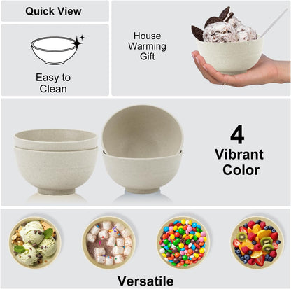 Wheat Straw Bowl Sets,8 PCS Unbreakable Cereal Bowl 26 OZ,Microwave and Dishwasher Safe Bowls,Bowl Sets for Camping and Picnic BPA Free Colorful Salad Bowls for Serving Soup,Oatmeal and Fruit Etc…