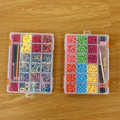2 Pack Fixed 21 Grids Large Clear Plastic Storage Box, Transparent Organizer Container Case for Small Parts, Bead, Button, Jewelry, Diamond, Craft Supplies,Sewing Kit, DIY Accessories