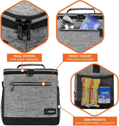 opux Insulated Lunch Box Men Women, Lunch Bag for Work School, Leakproof Soft Cooler Tote Adult, Large Lunch Pail Kids Boys Girls, Picnic Beach Food Bag with Shoulder Strap, Purple Floral