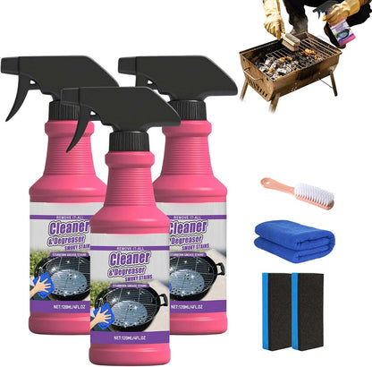 120ml Fast-Acting Heavy-Duty Grill Degreaser Spray,BBQ Grill Cleaner With Cleaning Brush,Quick Foaming,Smoky Stains, And Stubborn Grease (1pcs)