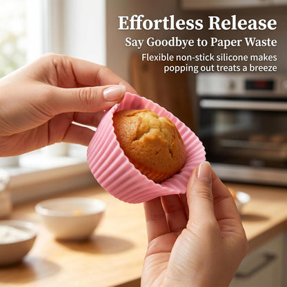 RAINFLOW 36 PCS Silicone Cupcake Baking Cups - Reusable Non-stick Muffin Liners, Silicone Muffin Cups Multicolor Cupcake Liners Holder for Mother's Day, Parties, Halloween, Christmas, Birthday, Easter